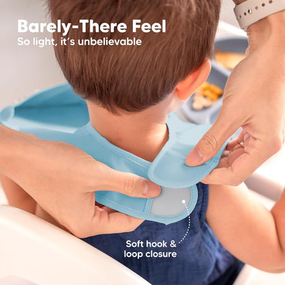 3-Pack Waterproof Baby Bibs for Eating - Lightweight Toddler Feeding Bibs with Large Food Catcher