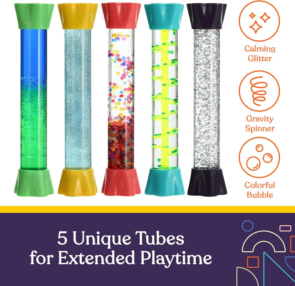 Special Supplies Liquid Motion Bubbler Toy Cool Tubes 5-Pack Colorful Hourglass Timer with Droplet