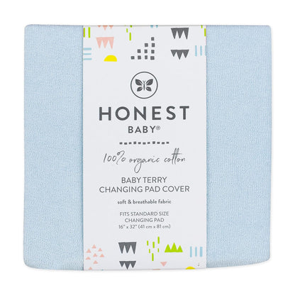 HonestBaby Unisex Baby Organic Cotton Changing Pad Cover And Toddler Sleepers, Light Blue (Terry