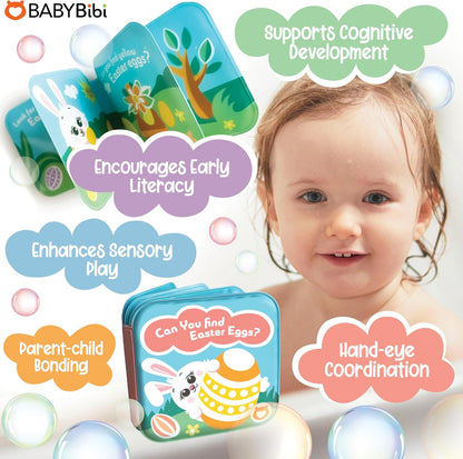 Easter Bath Book Set for Babies & Toddlers – 4 Colorful, Soft, and Waterproof Bath Books with Bunny