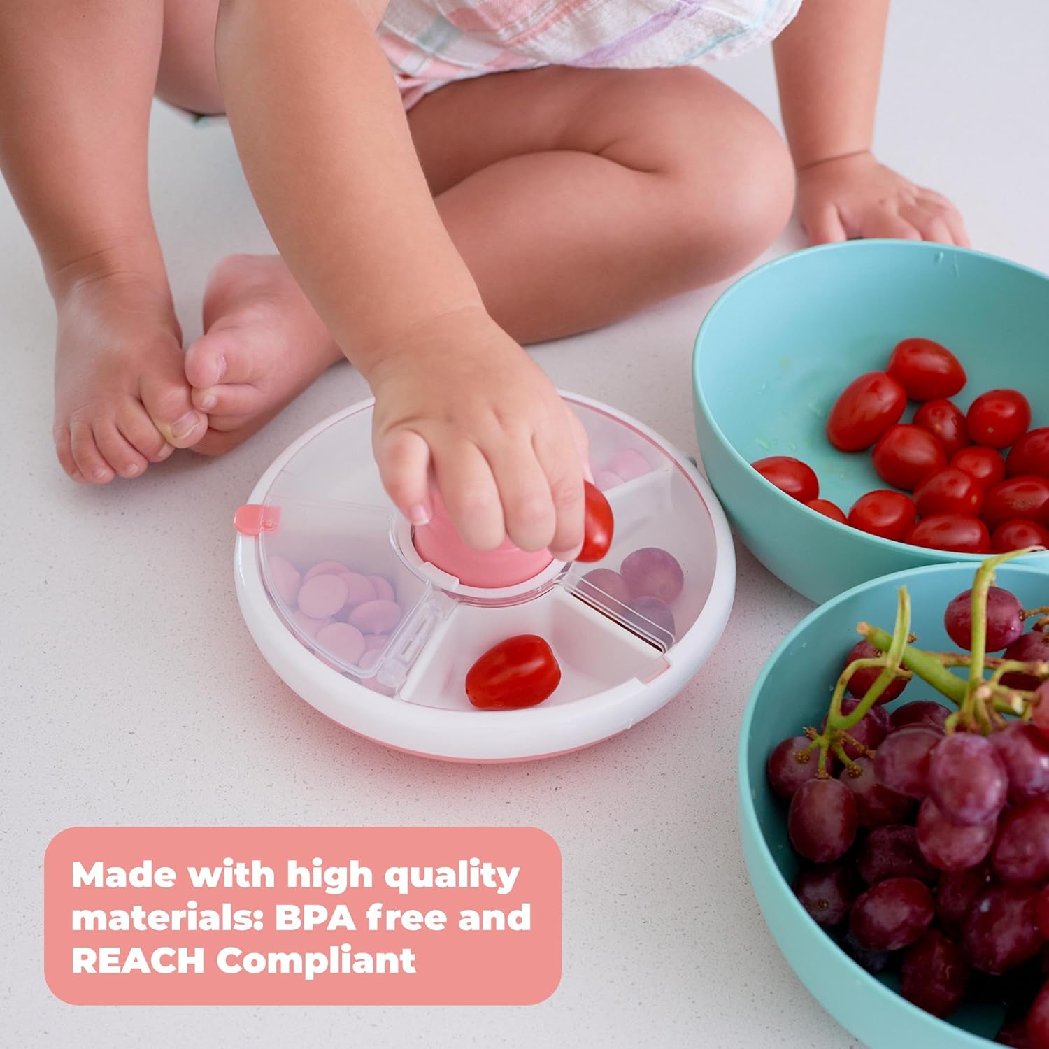 GoBe Kids Small Snack Spinner Flip Bundle with Hand Strap and Sticker Sheet - Reusable Snack