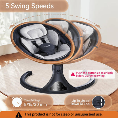 LAREX Baby Swing to Toddler Electric Infant Swing Portable for Newborn Boy Girl, 5 Sway Speeds with