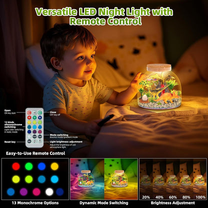 Dinosaur Light Up Terrarium for Boys – DIY Prehistoric Garden with LED | STEM Toy & Craft Gift for