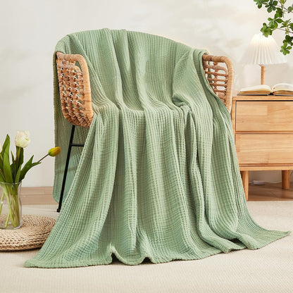 EMME Cotton Twin Blanket for Couch Soft Airy Muslin Bed Blankets Lightweight Breathable Blanket All