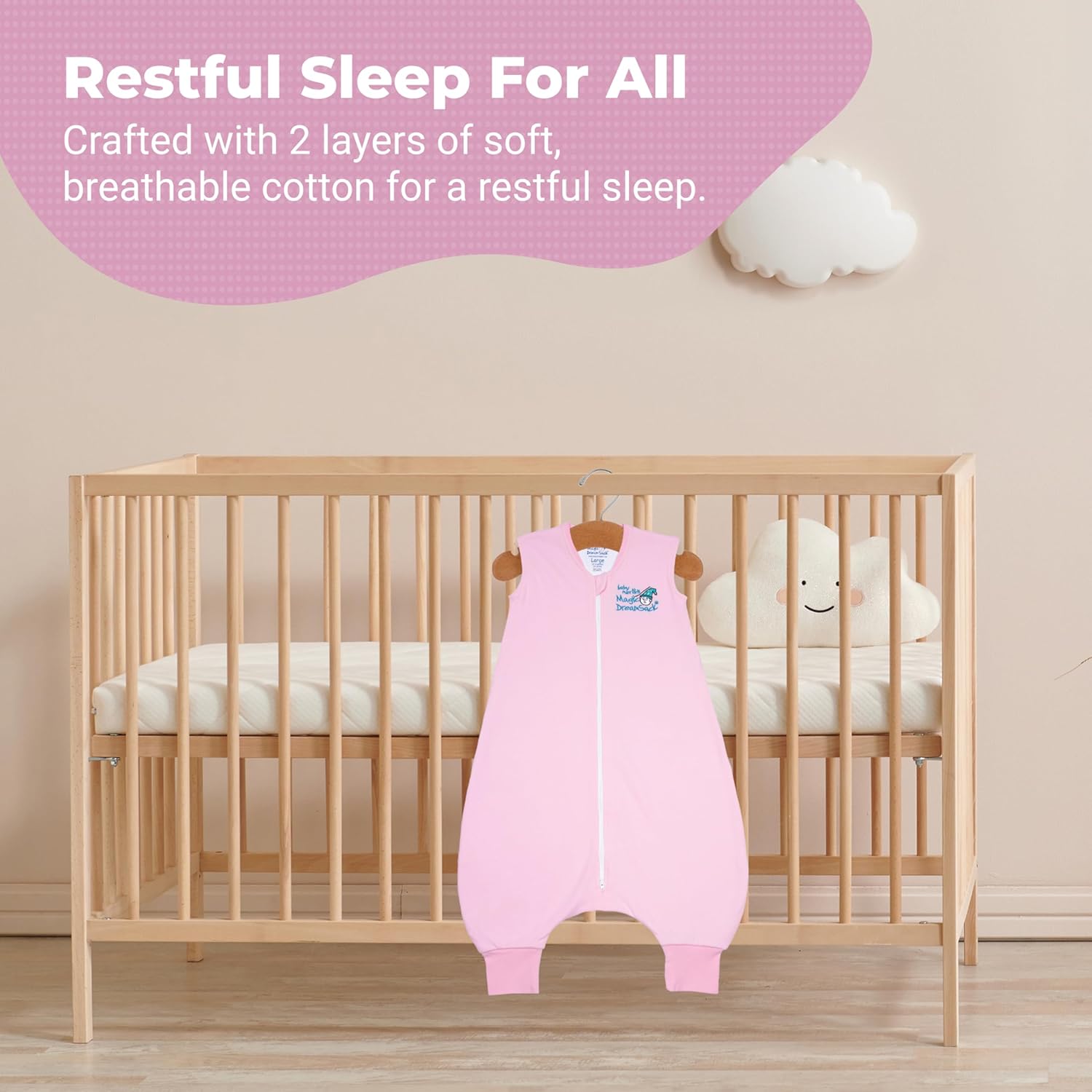Magic Sleepsuit Baby Merlin's Cotton Baby Swaddle Transition Product - Soft and Cozy Design, Double