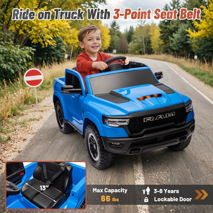 Licensed Ram 1500 Ride on Toys for Kids 4-8, Ride-on Electric Car for Kids with Remote Control