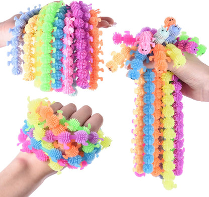 12 PCS Caterpillars Stretchy String Fidget Sensory Toys,Relaxing Toys for Kids and Adults,Relieve