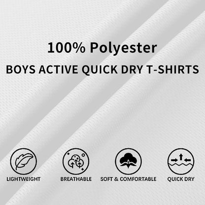 6-Pack Boys Athletic T-Shirts Quick Dry Short-Sleeve Tops Youth Moisture Wicking Running Sports