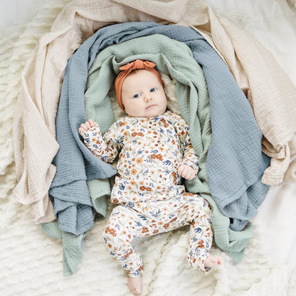 Konssy 3-Pack Muslin Baby Swaddle Blankets, 47 x 47 in Receiving Blankets