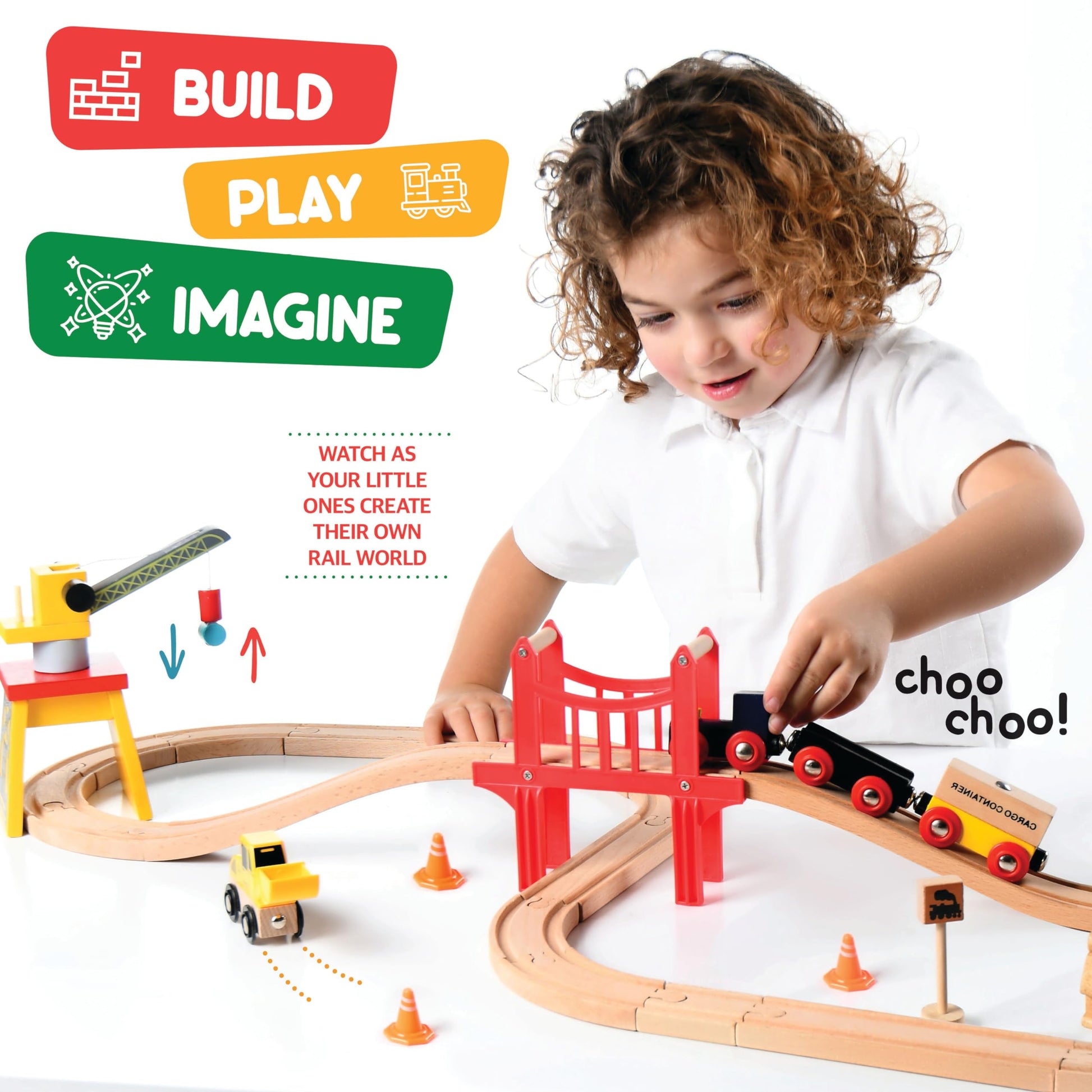 Play22 Wooden Train Set Toddler Toys - 38 Pieces Wood Train Track Set for Toddlers 3-4 Years with