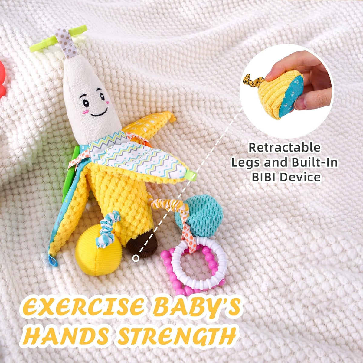 Jollybaby Stroller Rattle Toys for Car Seat Parm, Fruit Plush Hanging Infant Crib Bed Travel