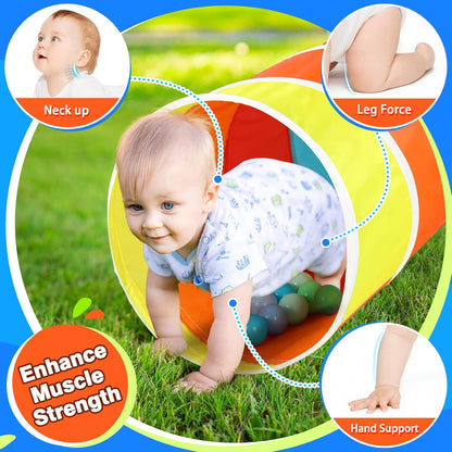 Kids Play Tunnel Tent for Toddlers, Colorful Pop Up Crawl Tunnel Toy for Baby or Pet with