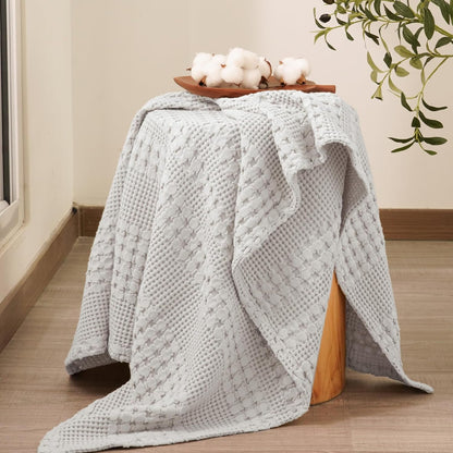 PHF 100% Cotton Waffle Weave Throw Blanket, Soft Lightweight Breathable Cozy Summer Throws for