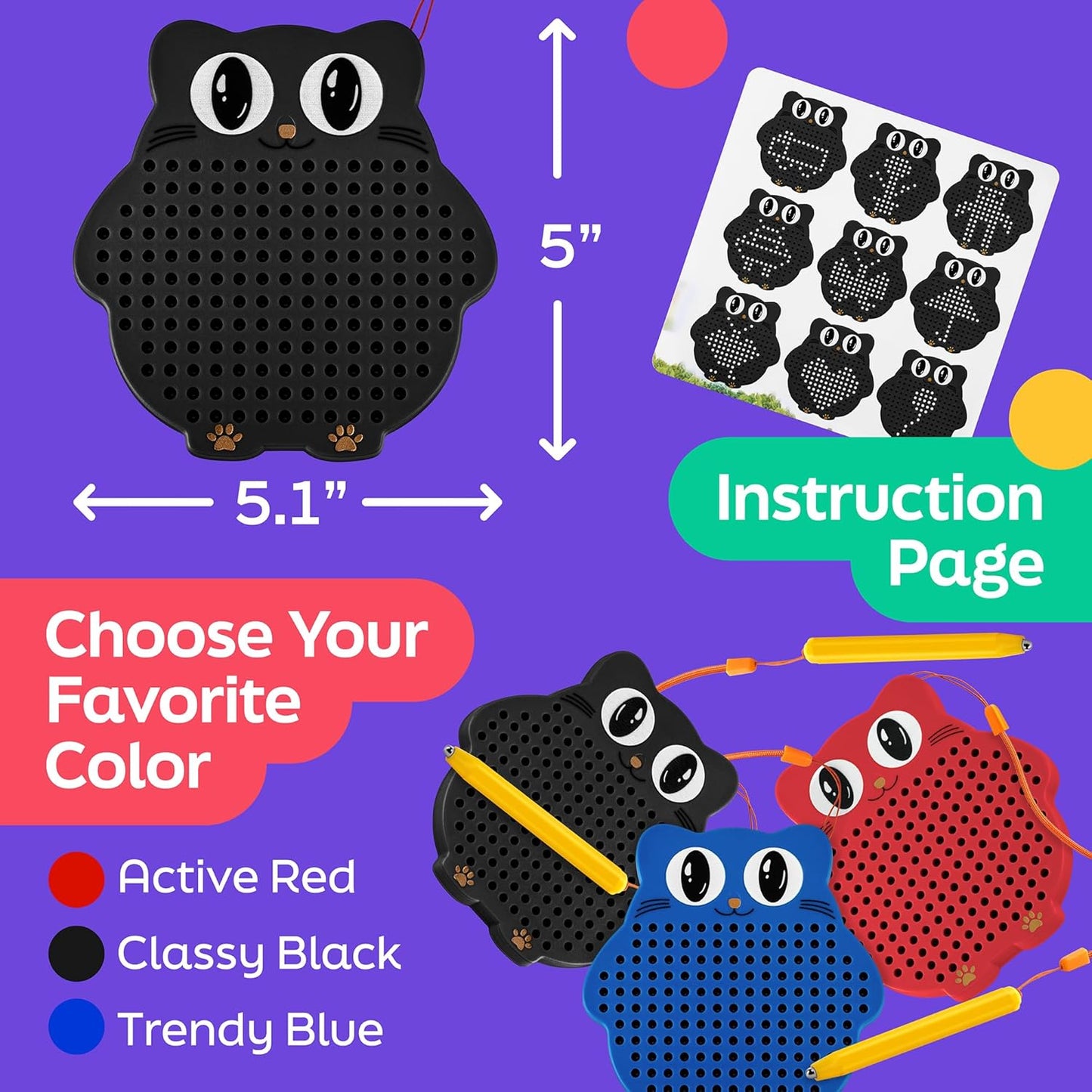 Magnetic Drawing Board for Kids & Toddlers with Beads and Magnet Stylus Pen - Magnetic Travel Toy