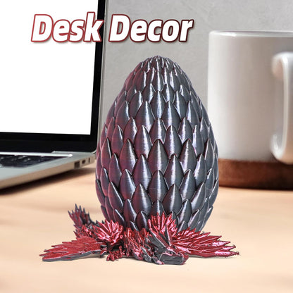 3D Printed Flying Dragon in Egg - Black Mix Red - Surprise Egg with Flexible Winged Dragon Inside