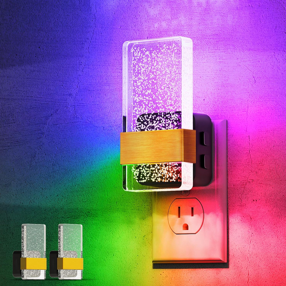 L LOHAS LED Night Lights Plug Into Wall [2 Pack], Color Changing Night Light with Dusk to Dawn