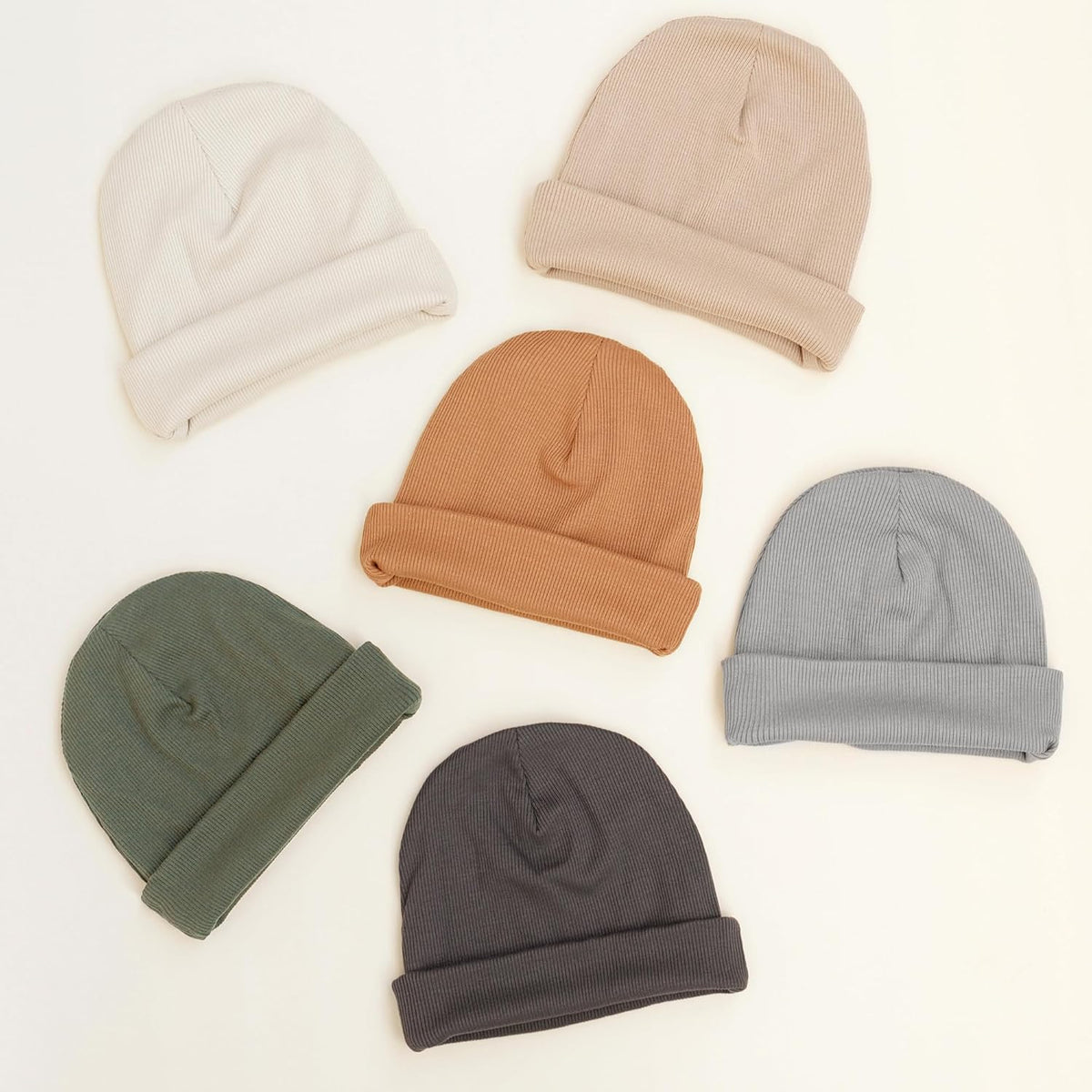 Konssy 6 Pack Baby Beanie Hats for Unisex, Toddler Beanies Baby Girl Boy Hat Warm Cap for Infant