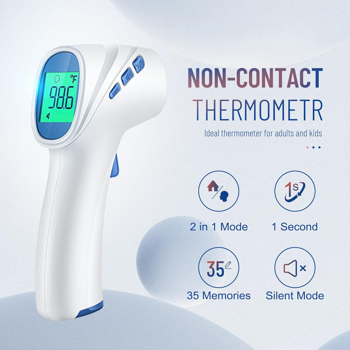 Forehead Thermometer for Adults and Kids, Digital Baby Thermometer with Fever Alarm, Fast Accurate