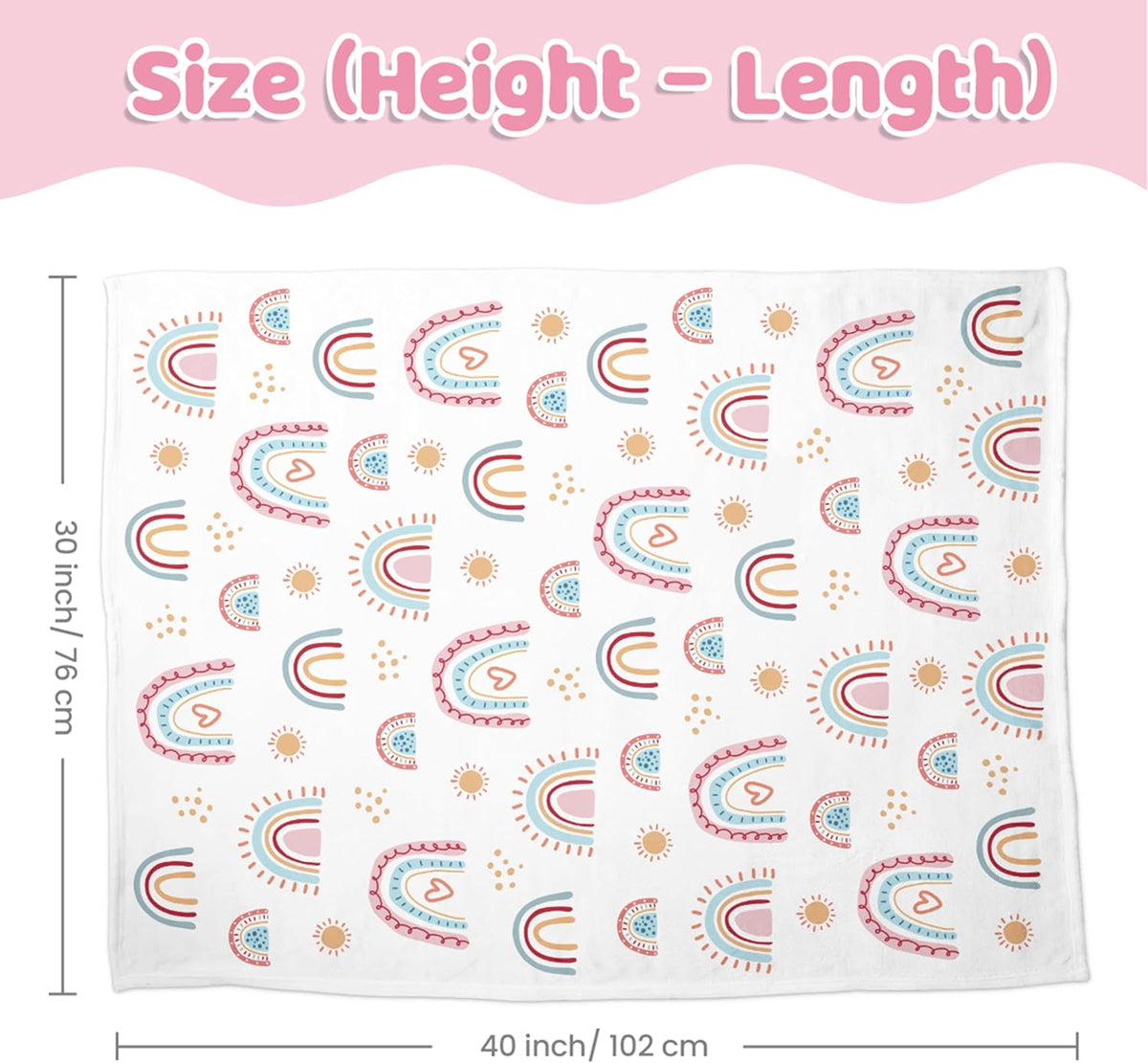 SANDJEST Rainbow Kid Blanket for Girls - 30 x 40 Kids Minky Blanket - Gifts for Kids on Birthday