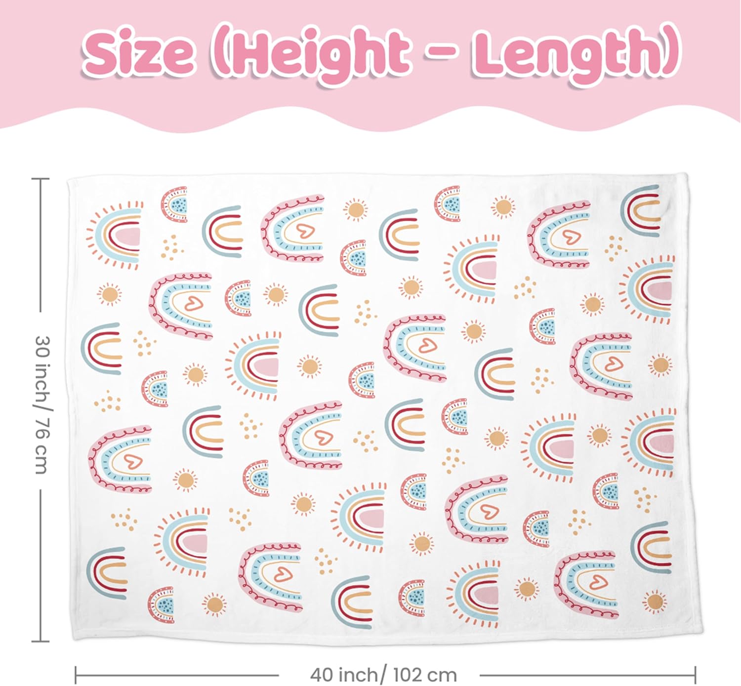 SANDJEST Rainbow Kid Blanket for Girls - 30 x 40 Kids Minky Blanket - Gifts for Kids on Birthday