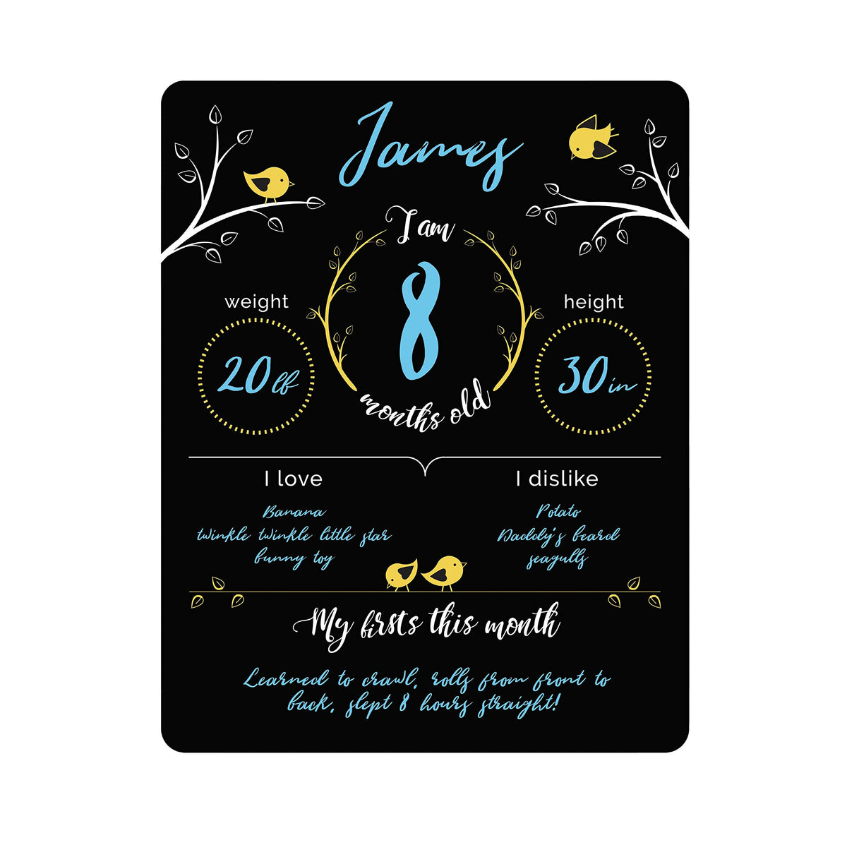 Felt Like Sharing Baby Milestone Chalkboard Sign (12”x16”, 3 Markers)
