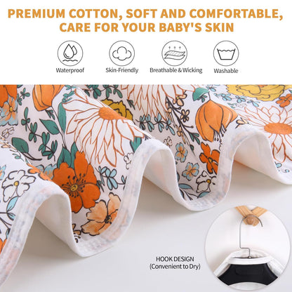 Diaper Changing Pads for Baby, Flower Change Mat, 3Layers Waterproof Change Pad Foldable Absorbent