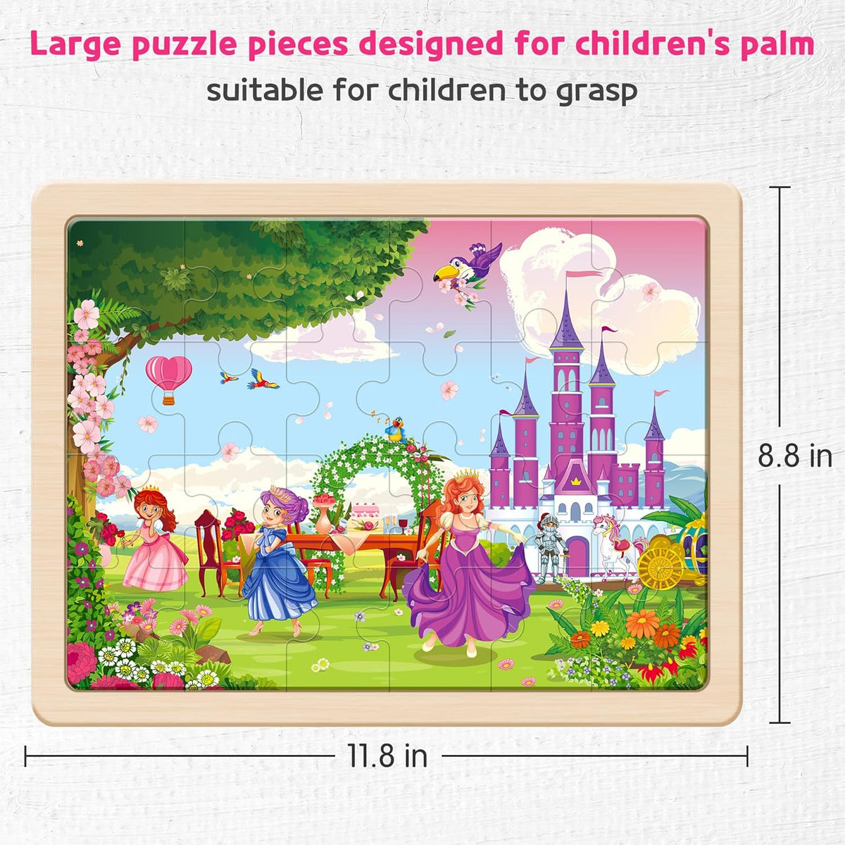 SYNARRY Large Unicorn Mermaid Princess Fairy Wooden Kids Puzzles 4 in 1 Gift Box(12.2 * 9.4 in)