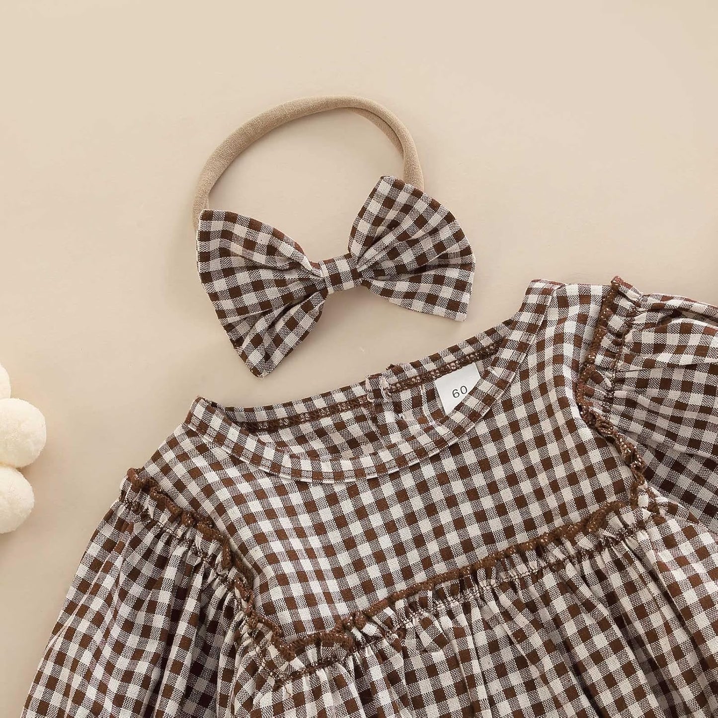 Douhoow Infant Baby Girl Plaid Romper Baby Sweatshirt Romper Ruffle Festival Clothes Fall Winter
