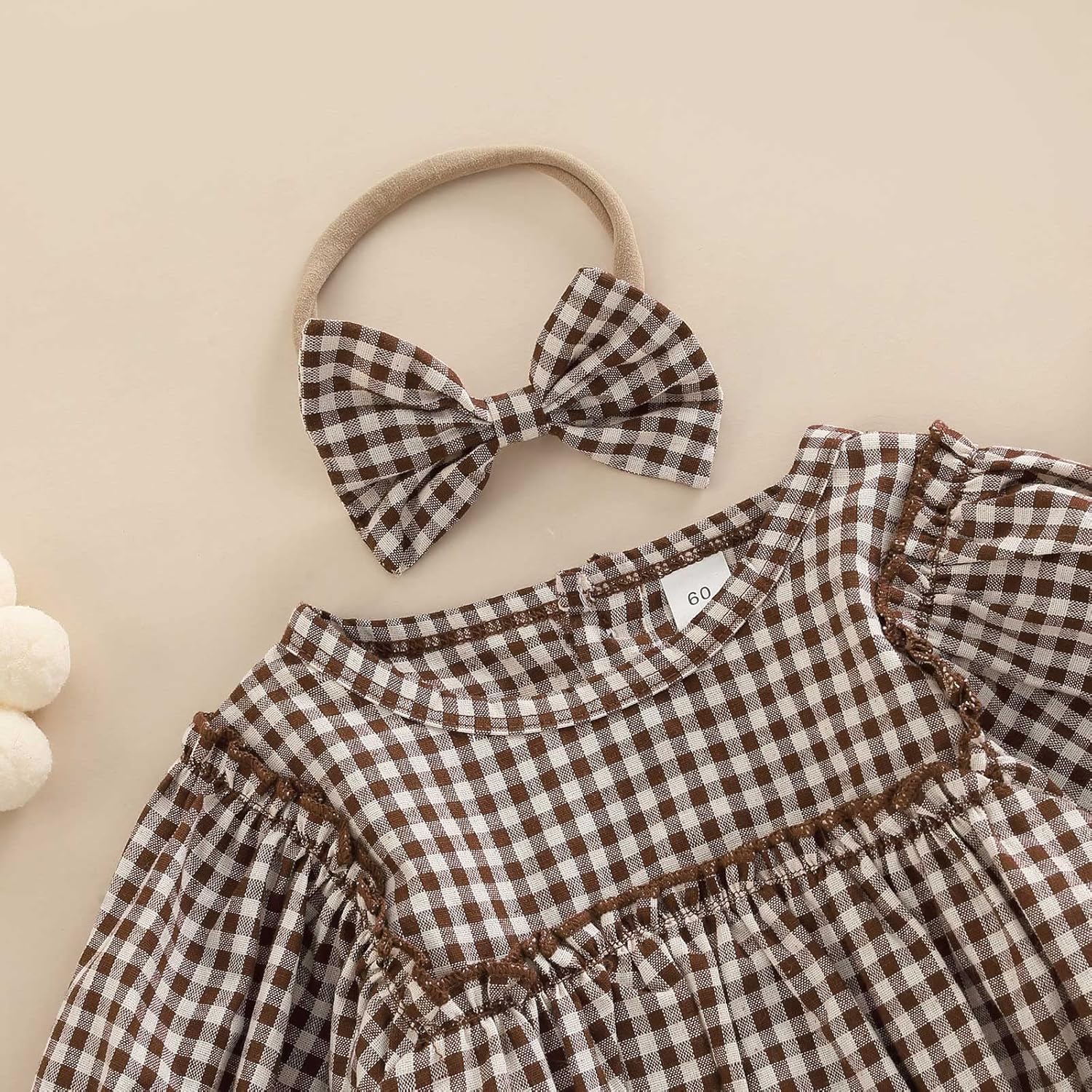 Douhoow Infant Baby Girl Plaid Romper Baby Sweatshirt Romper Ruffle Festival Clothes Fall Winter