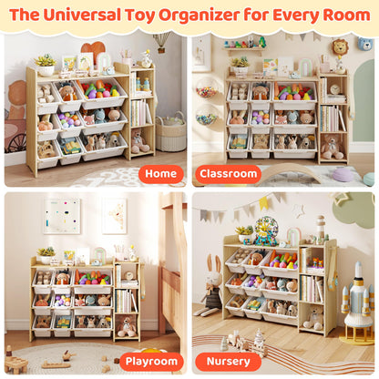 DOREROOM Toy Storage Organizer with Bookshelf, Kids Toy Storage and Organizers with 3 Shelves/9