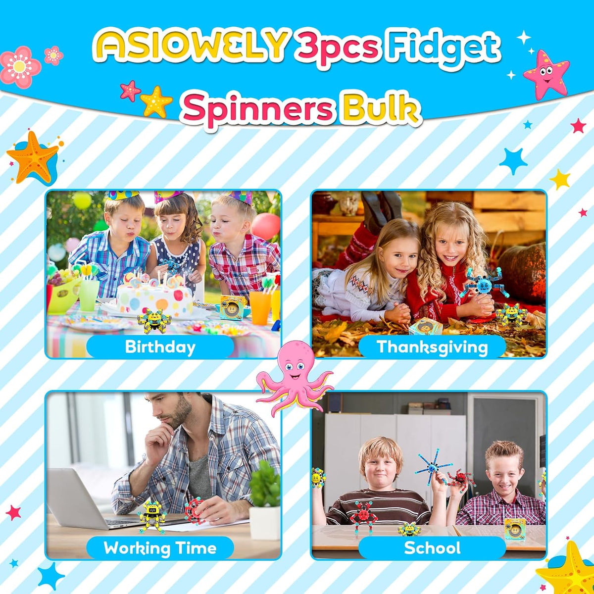 Transformable Fidget Spinner Toys for Kids & Adults,3 PCS Fidget Toys for Teens Anxiety,Sensory