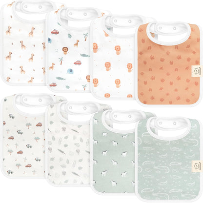 KeaBabies 8-Pack Organic Baby Bibs for Boys, Girls - Super Absorbent Cotton Drool Bibs for Baby