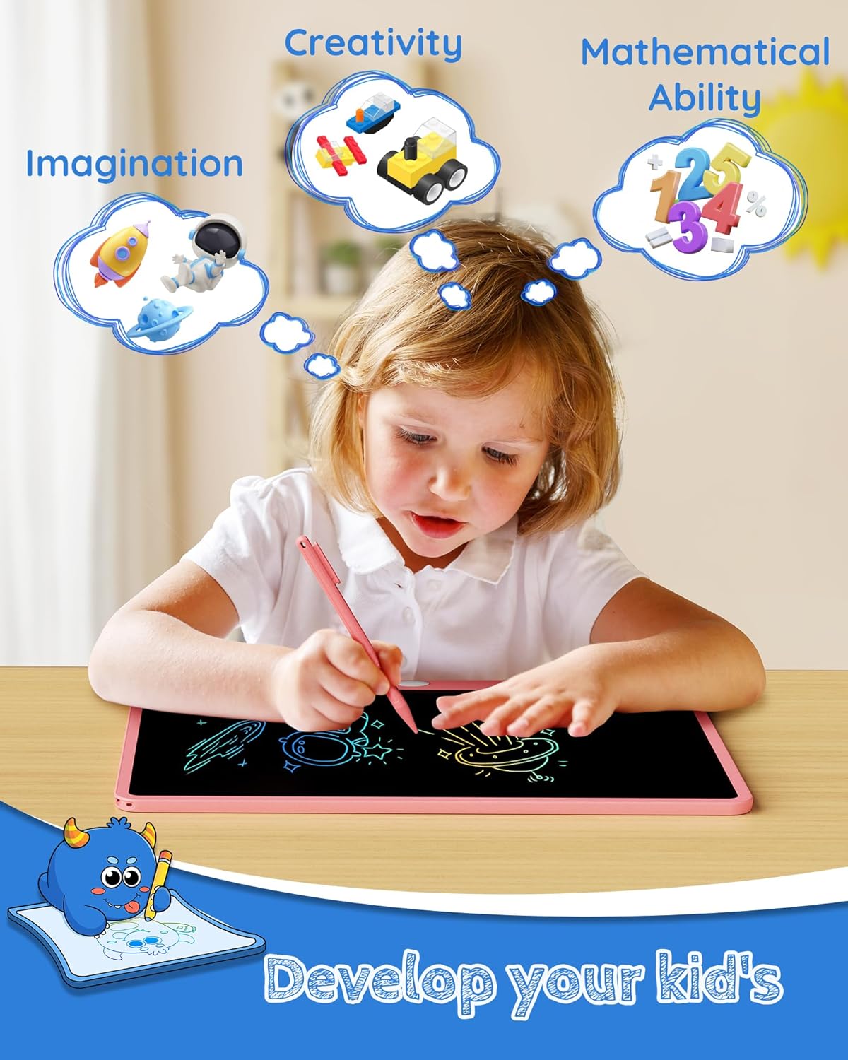 TEKFUN LCD Writing Tablet Doodle Board, 16 Inch Colorful Drawing Tablet Writing Pad,Toddler Toys