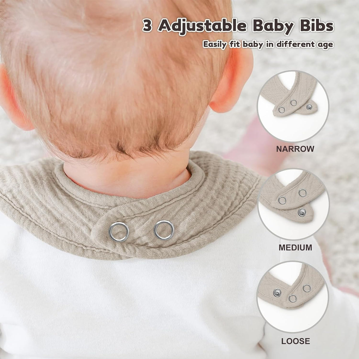 AMAWMW Muslin Baby Bibs for Unisex Boys Girls 6Pack Baby Bandana Drool Bibs Adjustable Newborn Bib