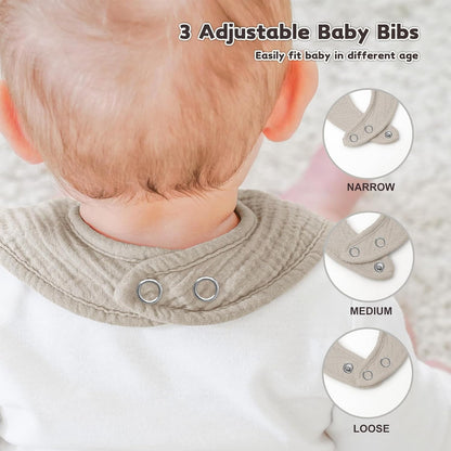 AMAWMW Muslin Baby Bibs for Unisex Boys Girls 6Pack Baby Bandana Drool Bibs Adjustable Newborn Bib