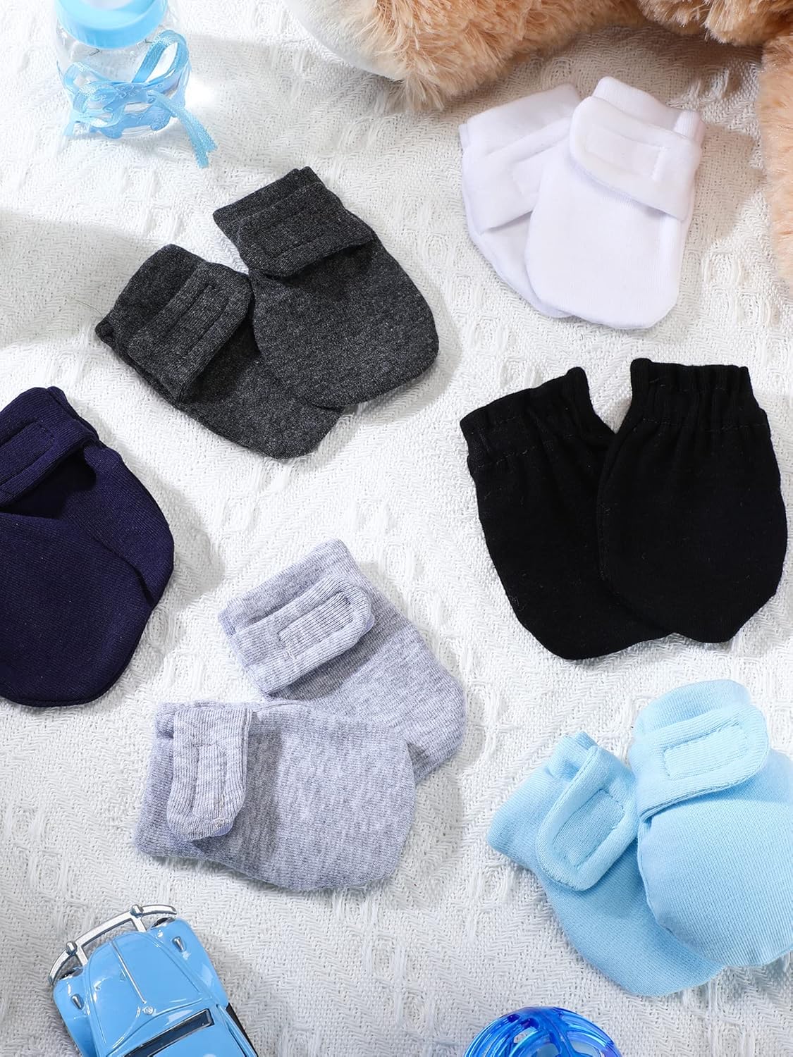 Newcotte 12 Pairs Adjustable Preemie Baby Mittens No Scratch Newborn Cotton Breathable Gloves Warm
