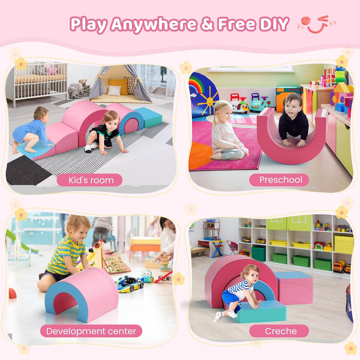 Lischwert Foam Climbing Blocks, Soft Climbing Toys for Toddlers, 5 Pieces Crawl and Climb Foam