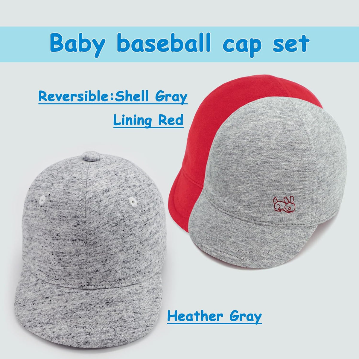 Keepersheep Baby Reversible Baseball Cap Infant Sun Hat, Cotton Knit Soft Brim for Infant Toddler