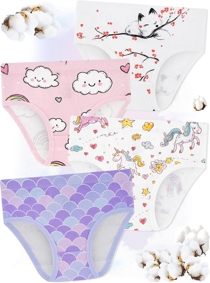 Girls' Underwear,Soft Cotton Tagless Panties for Toddlers' & Little Kids' Comfort,Breathable