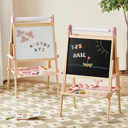 Tiny Land Foldable Wooden Kids Easel with Magnetic Letters & Numbers
