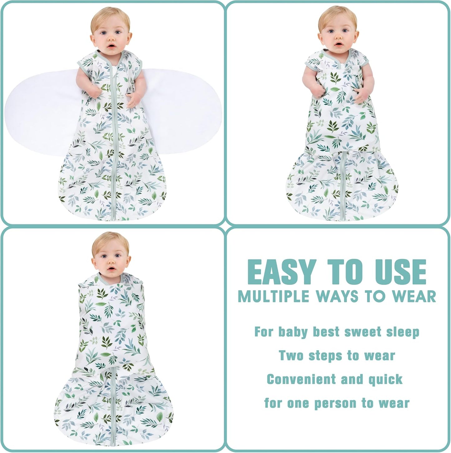Newborn Sleep Sack Baby Swaddle,Swaddle me 6-12 Month,3-Way Adjustable Wearable Blanket,100% Rayon