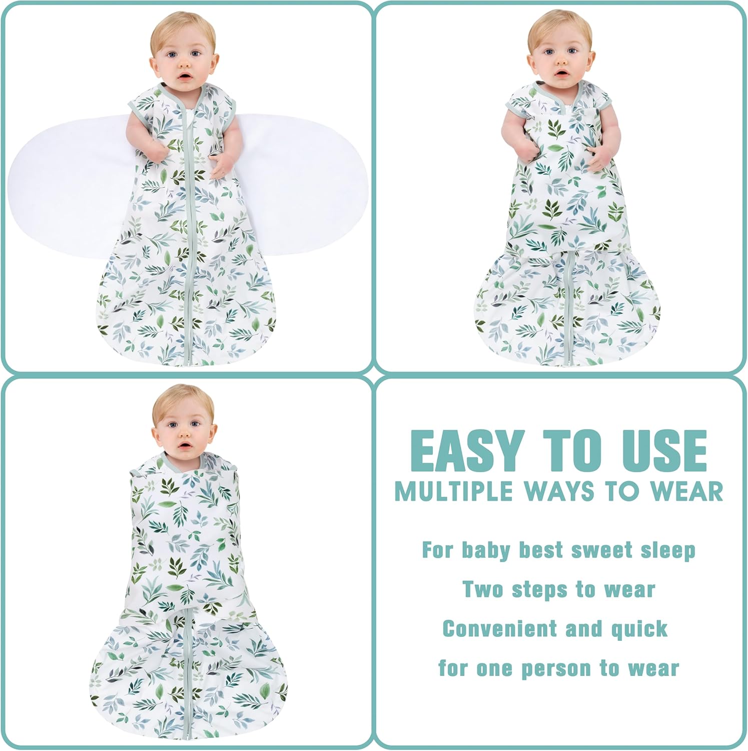 Newborn Sleep Sack Baby Swaddle,Swaddle me 6-12 Month,3-Way Adjustable Wearable Blanket,100% Rayon