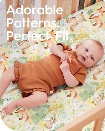 Crib Sheets Netural for Girls Boys, Premium Soft Crib Mattress Fitted Sheet, Ultra Breathable Baby