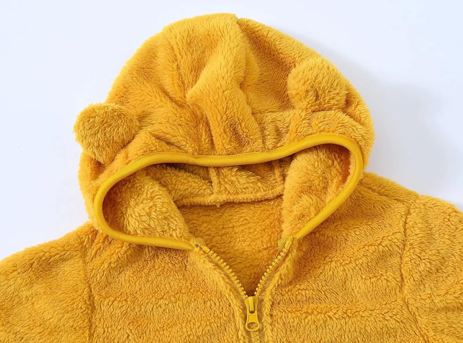 AIWUHE Toddler Boys Girls Hooded Jacket Fleece Hoodie Winter Warm Solid Color Teddy Coat Zip-up