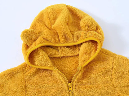 AIWUHE Toddler Boys Girls Hooded Jacket Fleece Hoodie Winter Warm Solid Color Teddy Coat Zip-up