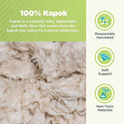Bean Products Standard Organic Kapok Pillow + Natural Org Case - 20" x 26" - Organic Cotton