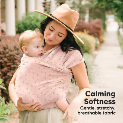 KeaBabies Baby Wrap Carrier, All in 1 Original Baby Carrier (Pink Daisies)