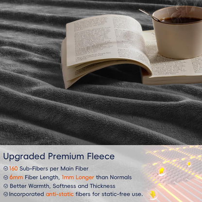 PHF Ultra Soft Fleece Blanket King Size, No Shed No Pilling Luxury Plush Cozy 300GSM Lightweight