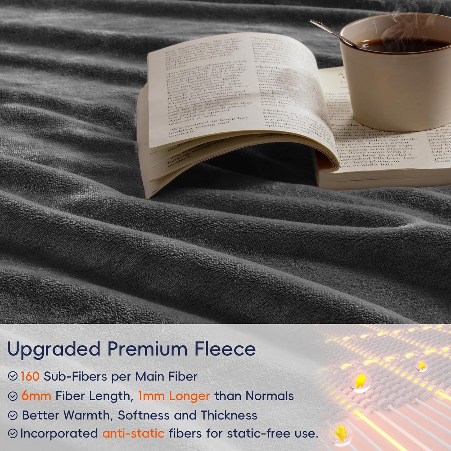 PHF Ultra Soft Fleece Blanket Queen Size, No Shed No Pilling Luxury Plush Cozy 300GSM Lightweight