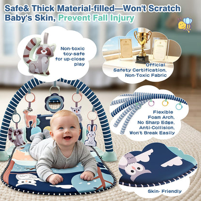 Joryuek Baby Play Mat, Tummy Time Mat with Piano Music and Lights, Baby Activity Play Gym with